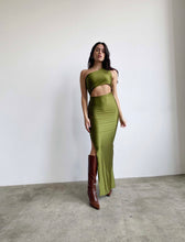 Load image into Gallery viewer, Claire Green slit dress
